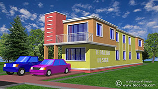 3D cubist house design front view