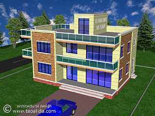 3D modern house design front view