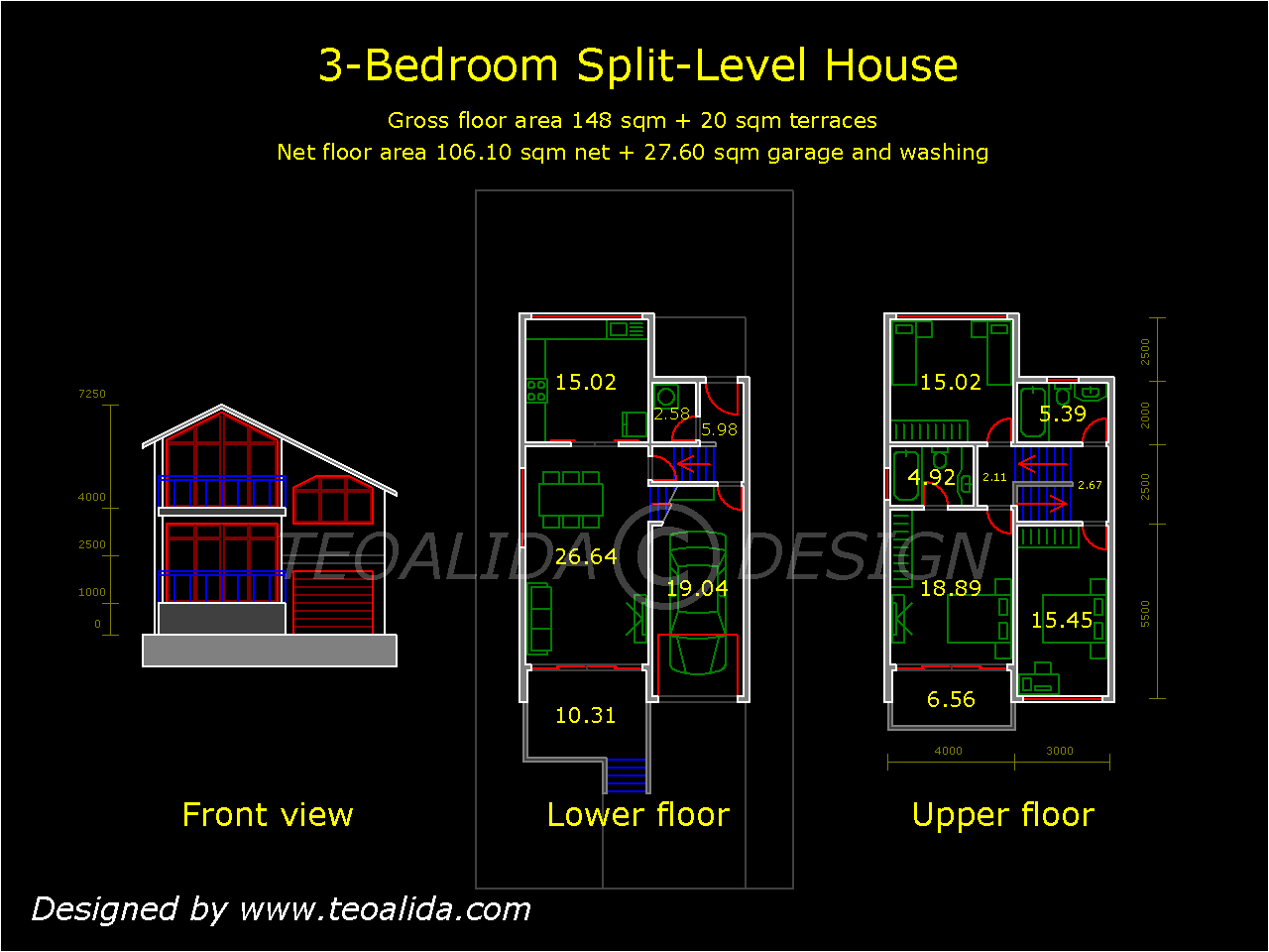 Split Level House floorplan black