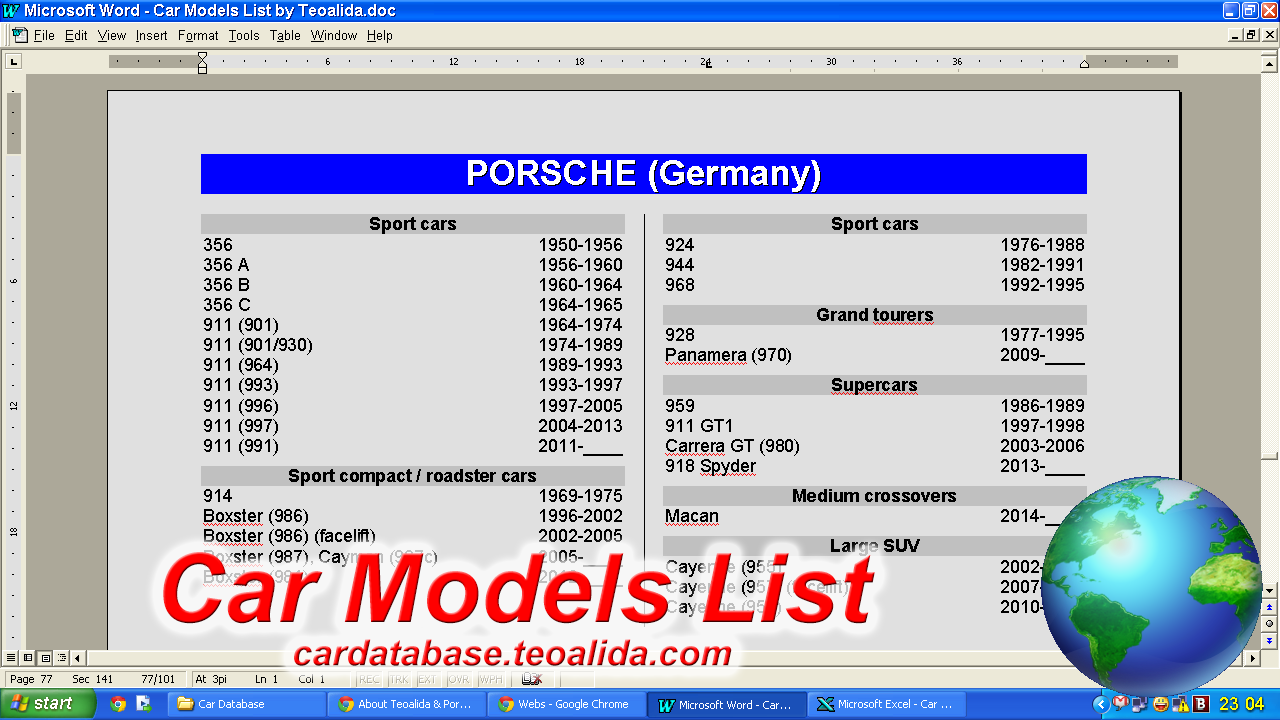 Car Models List