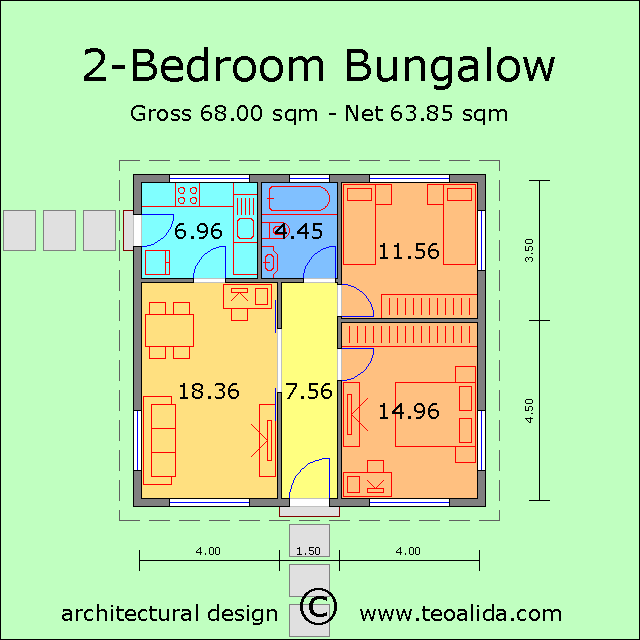 Rectangle House Plan For 3 Cent Home And Aplliances