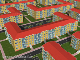 Housing estate with U-shaped blocks