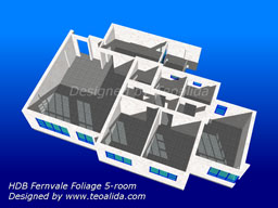 HDB 5-Room flat Fernvale Foliage 3D Model