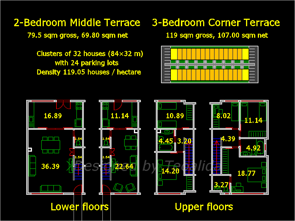 Cluster terraced house floor plan, 4-6 meters wide and 10 meters long