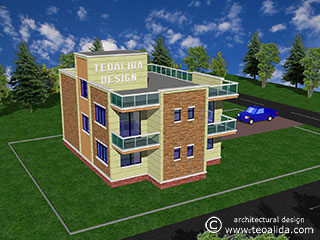 3D modern house design rear view