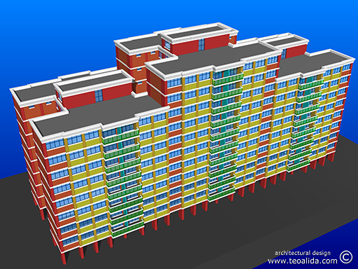 H-shaped block with 70 sqm 3-room and 90 sqm 4-room