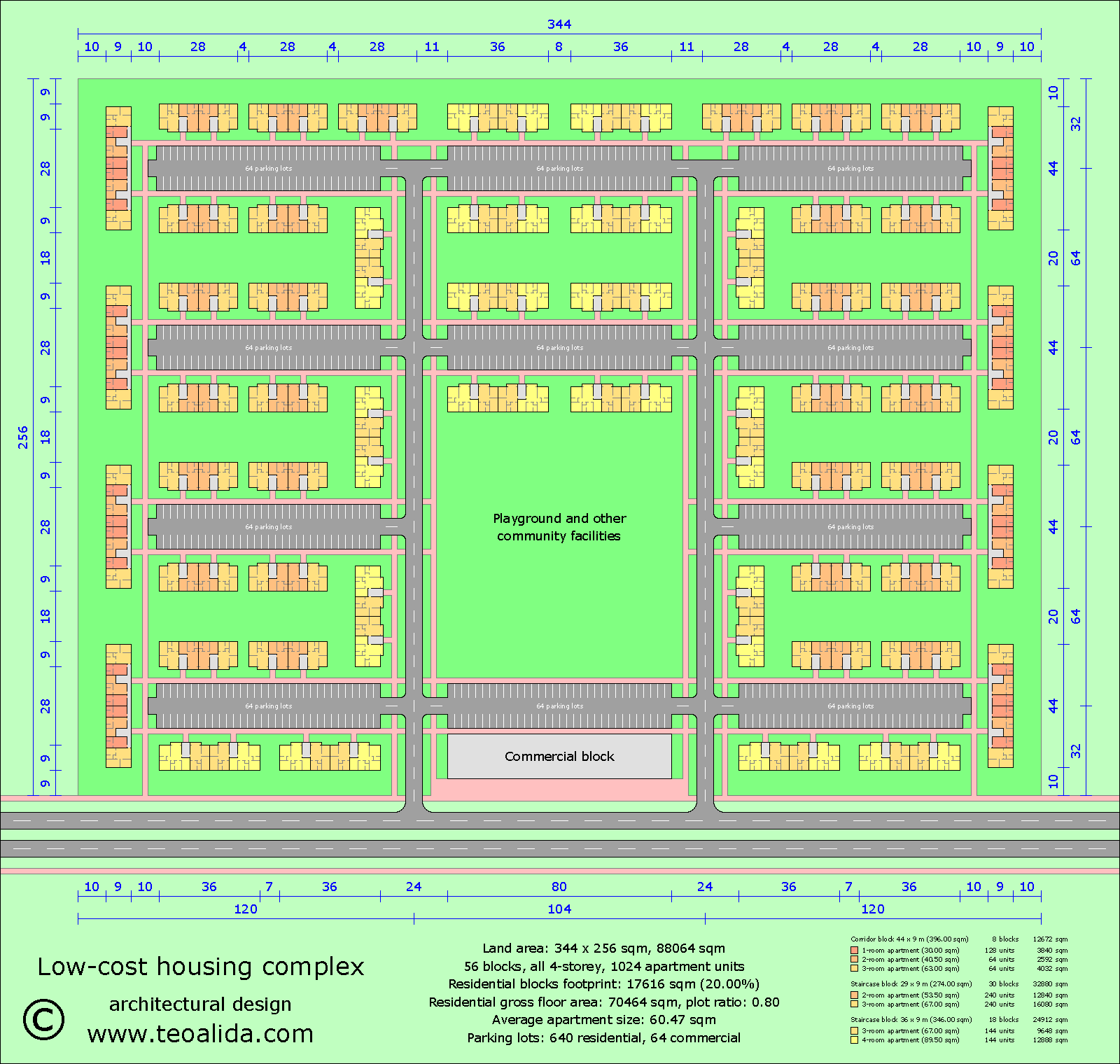 Low-cost housing complex