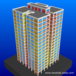 Square tower with 4 apartments per floor