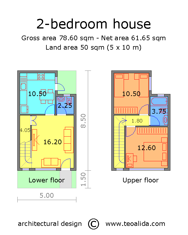 5x10m 2BHK house plan