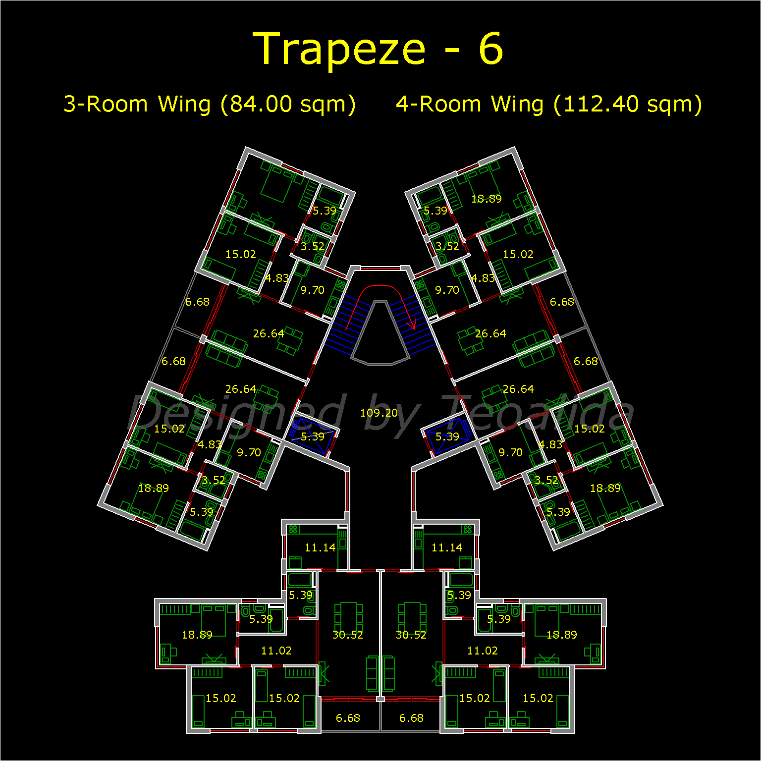 Trapeze tower, floor plan