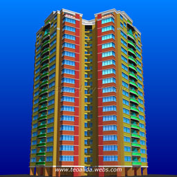 Triangle tower with 6 apartments per floor