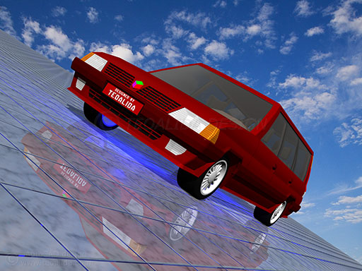 AutoCAD 3D model of a car, front view