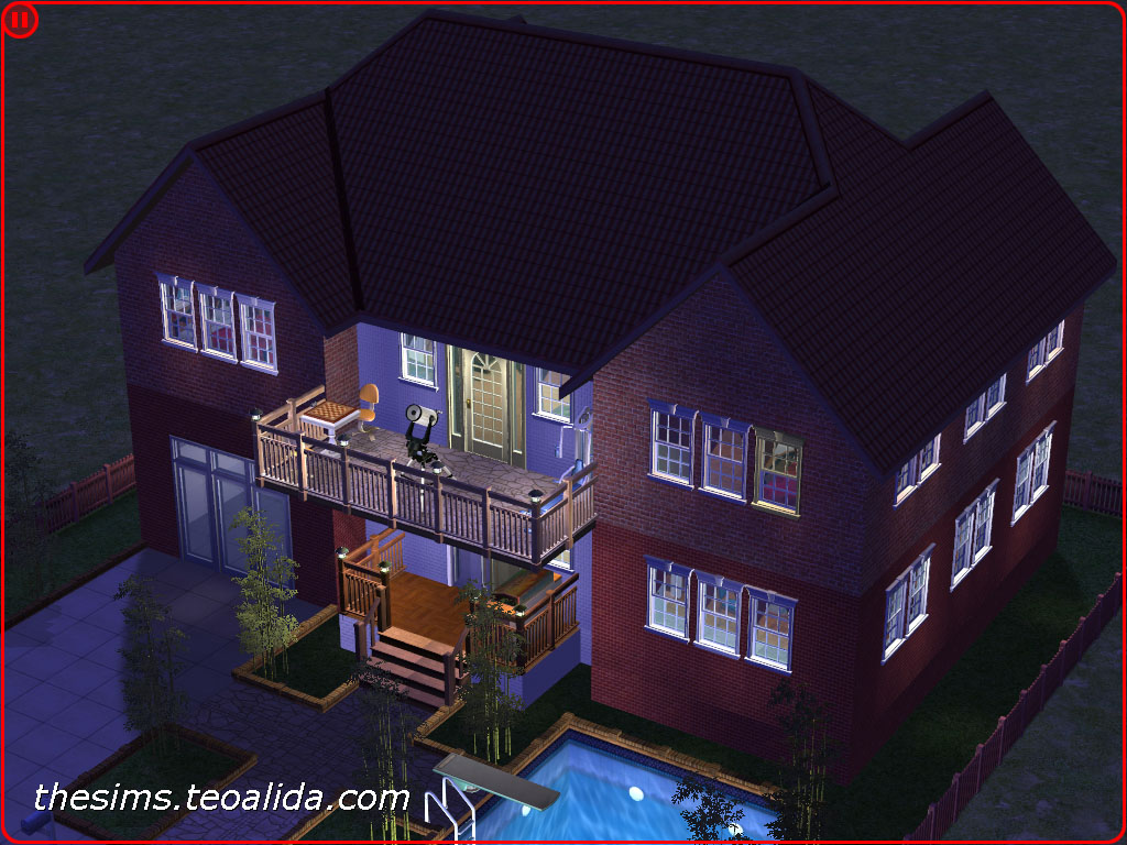 Symmetrical palace-style house on 2x2 lot | The Sims fan page - 1024 x 768 jpeg 214kB