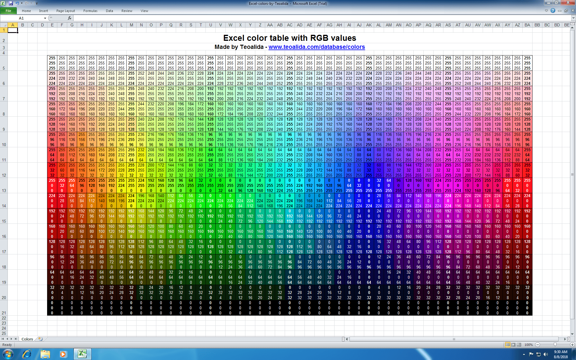 Excel colors