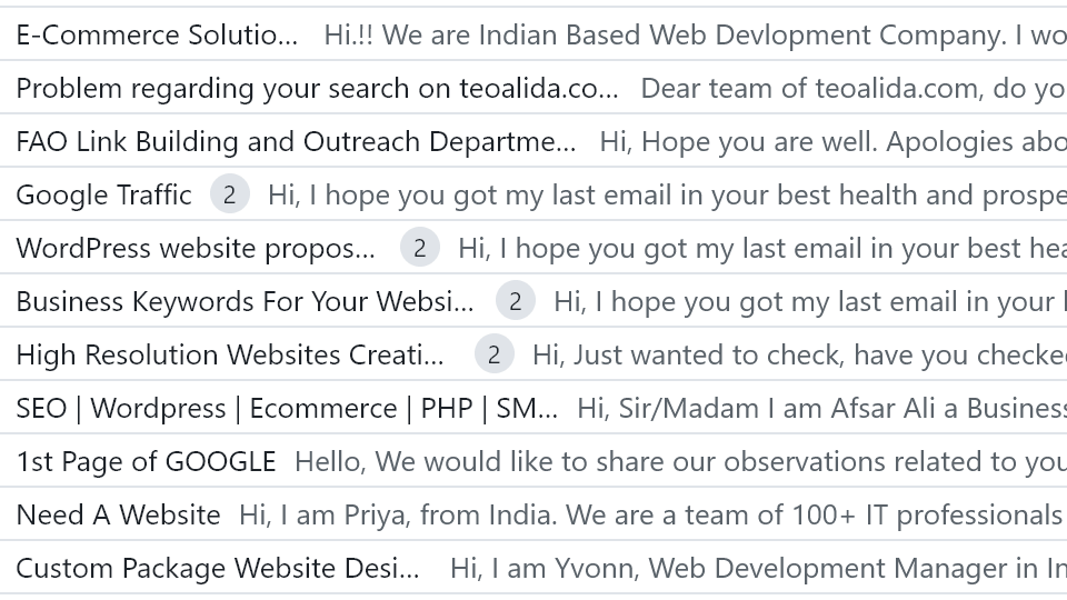 India spam emails