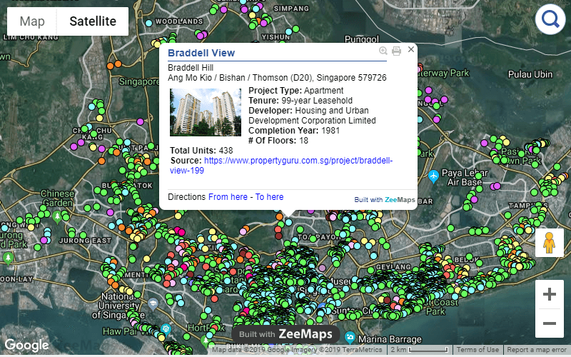 Map of condos in Singapore