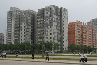 Decaying apartment block in Pyongyang